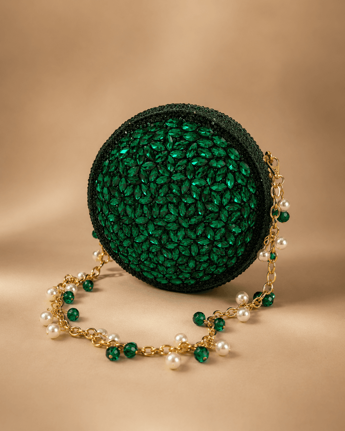 Green Round Embellished Sling Bag