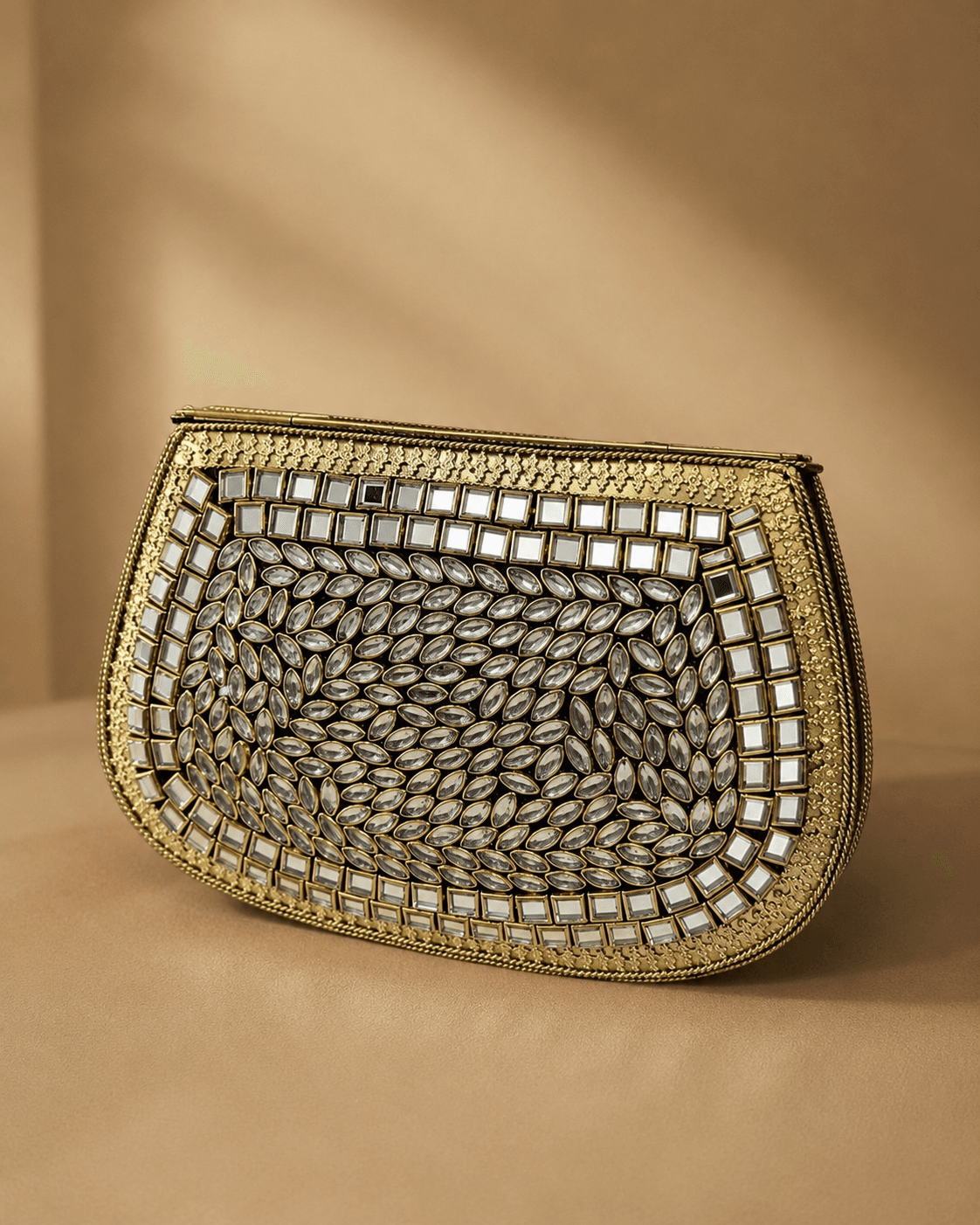 Silver Pearl Embellished Clutch