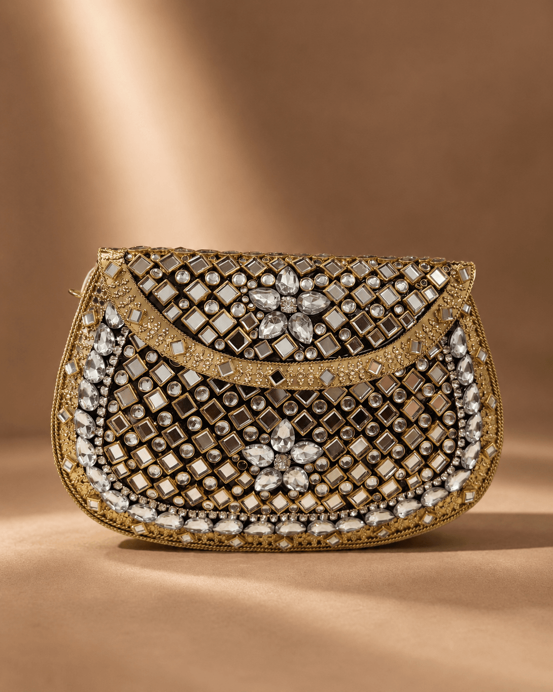 Silver Pearl Embellished Clutch