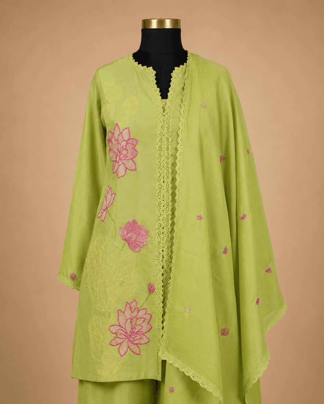 Lime Green Floral Kurti