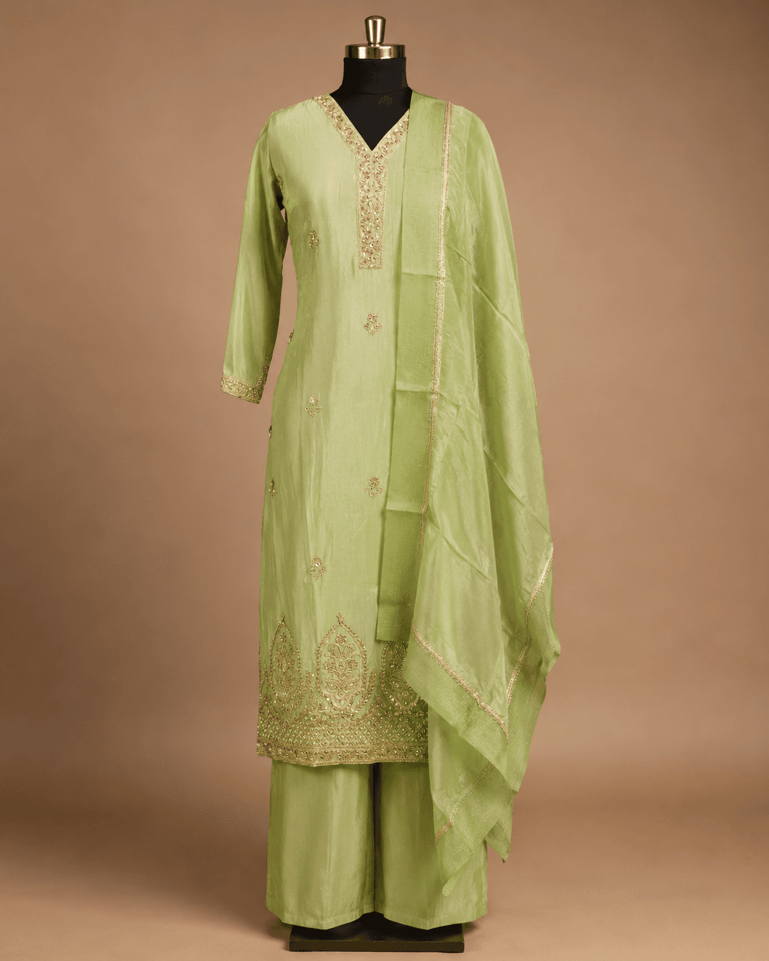 Light Green Embroidered Kurti Set