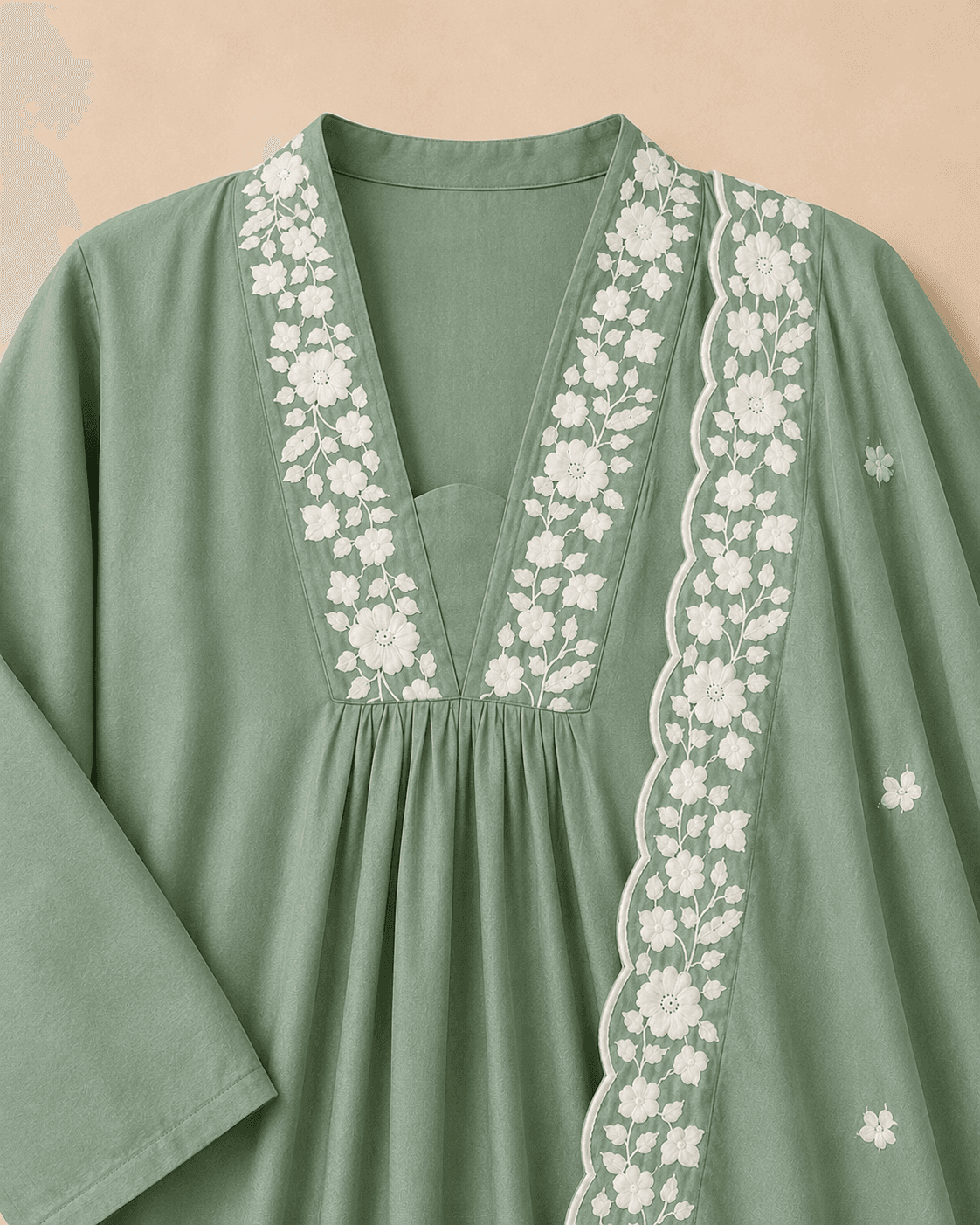 Sage Green Embroidered Kurti Set
