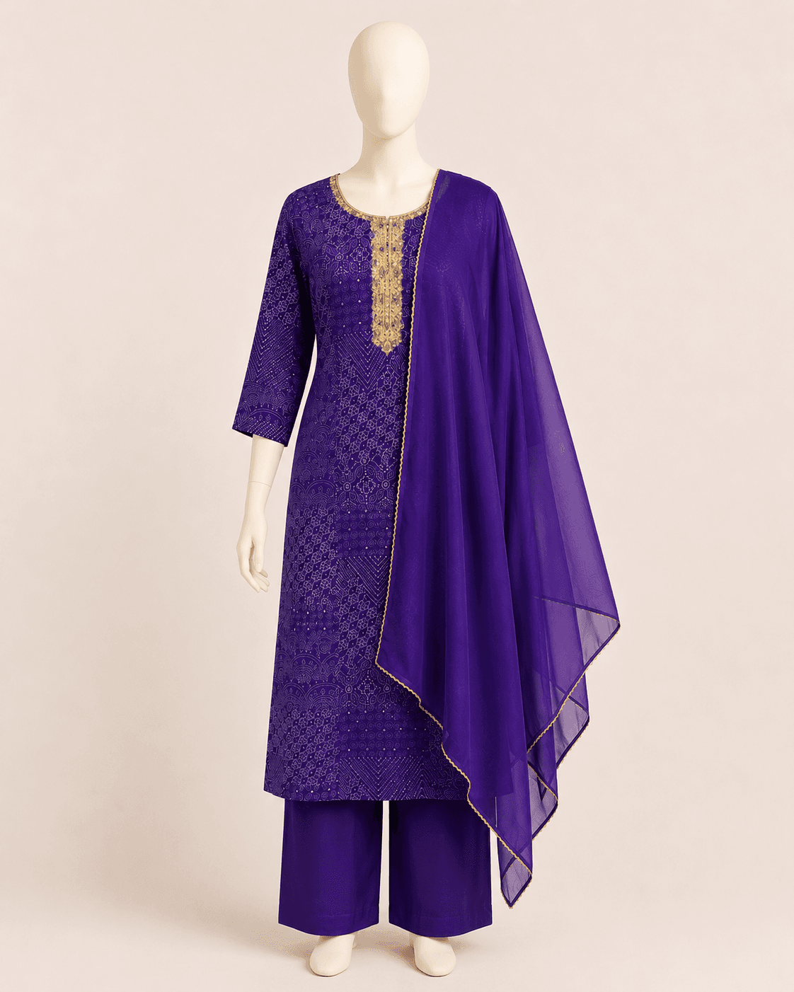 Purple Asymmetric Kurti Set