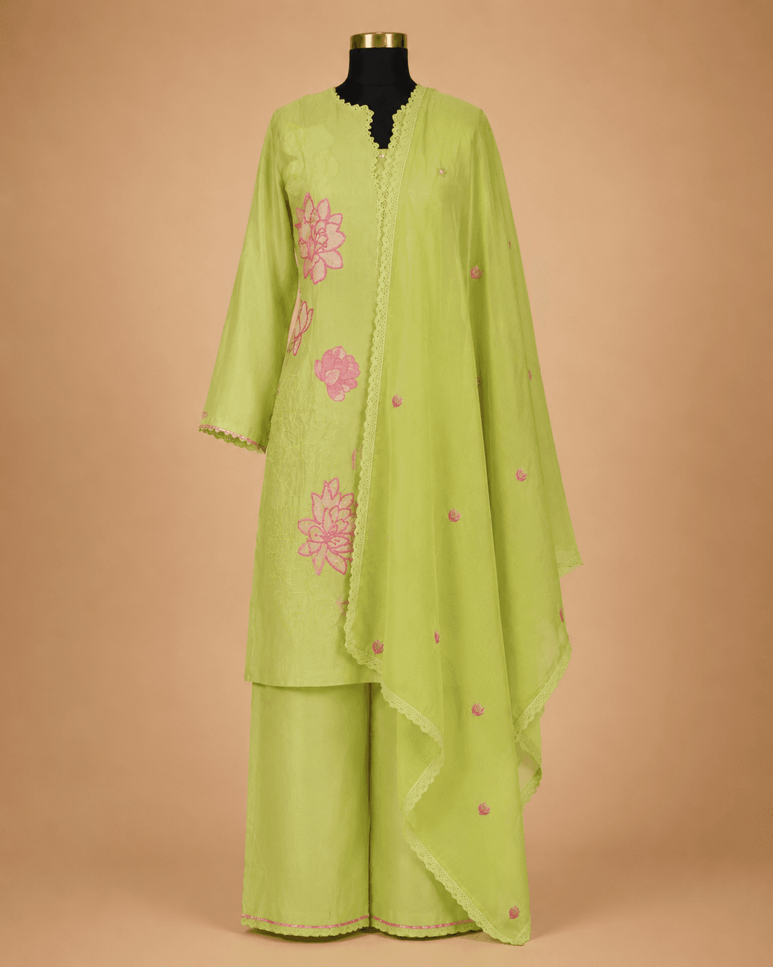 Lime Green Floral Kurti