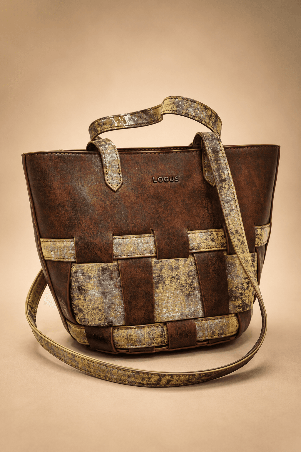 Brown Patchwork Shopper Tote