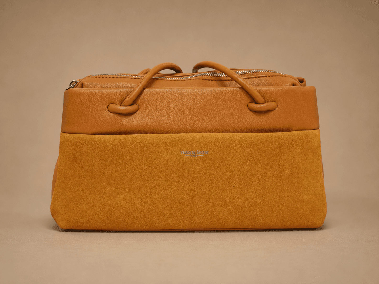 Tan Suede Top Handle Bag
