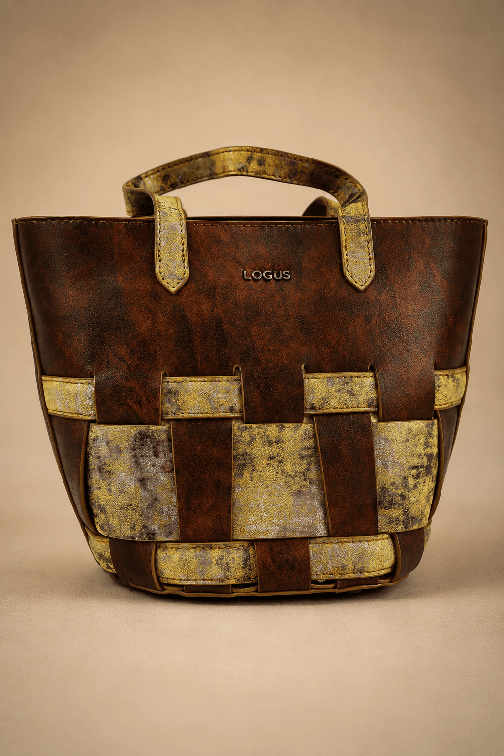 Brown Patchwork Shopper Tote