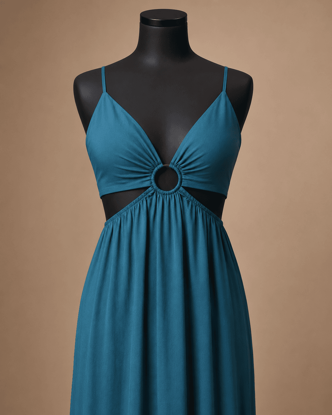 Teal Ring Cut-Out Maxi Dress