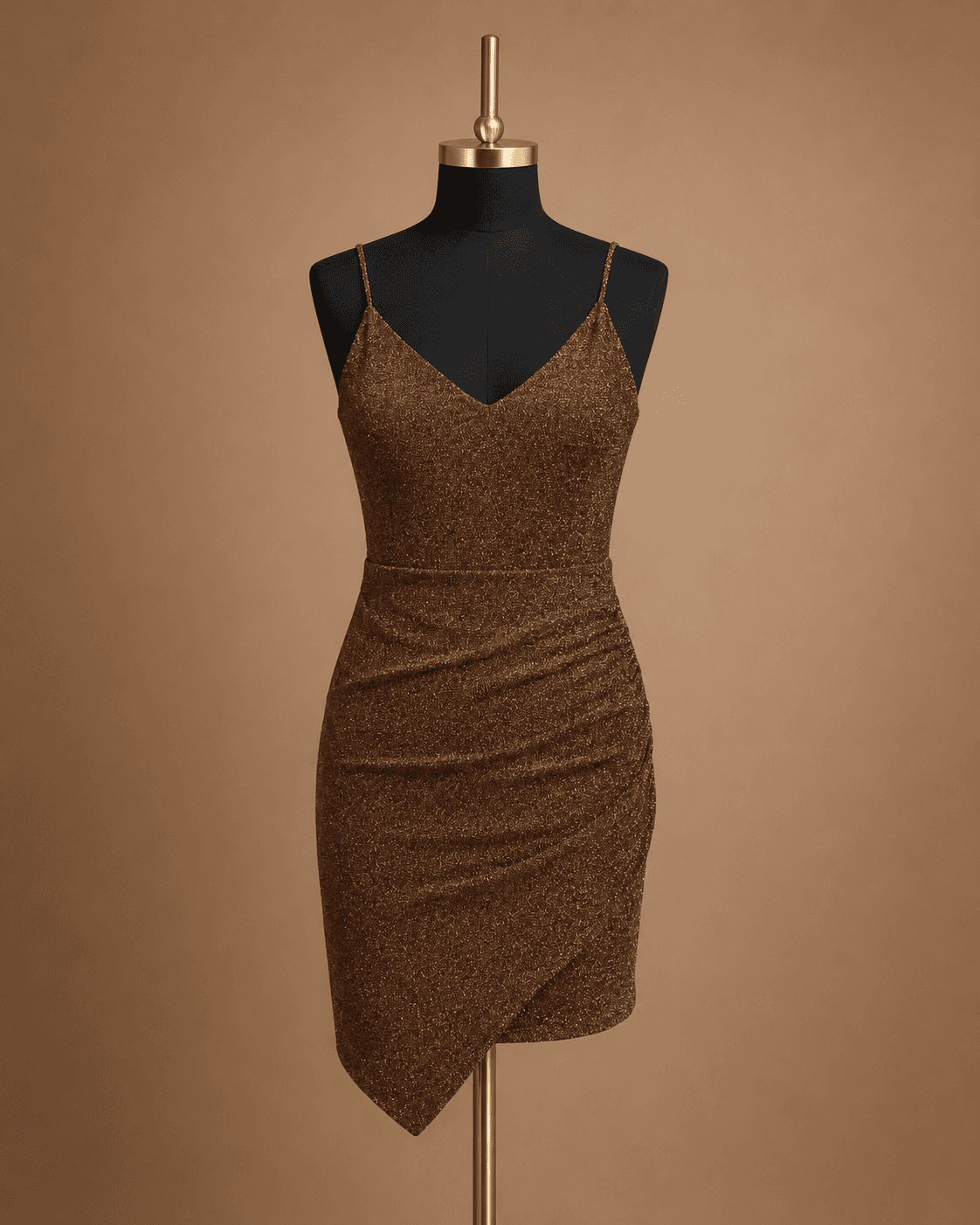 Bronze Sleeveless Wrap Bodycon Dress