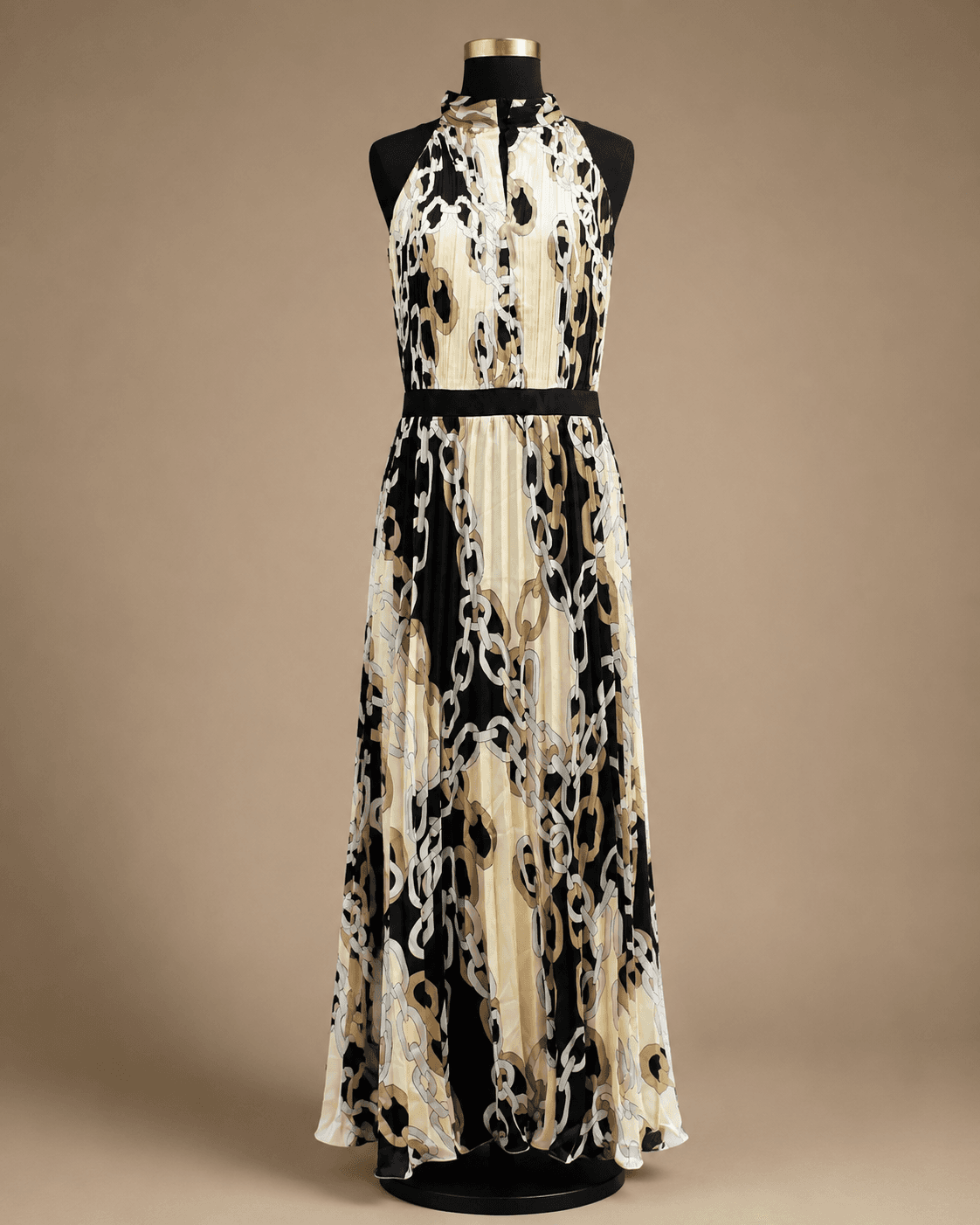 Black Ivory Abstract Halter Maxi Dress