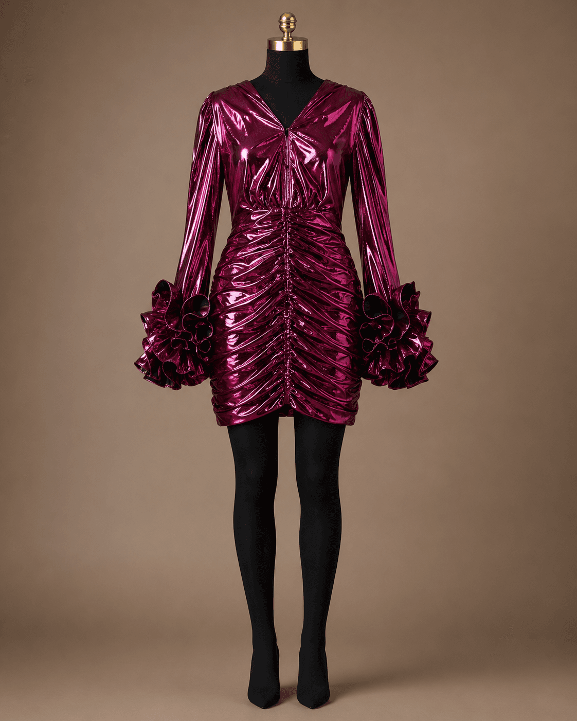 Magenta Ruched Mini Dress
