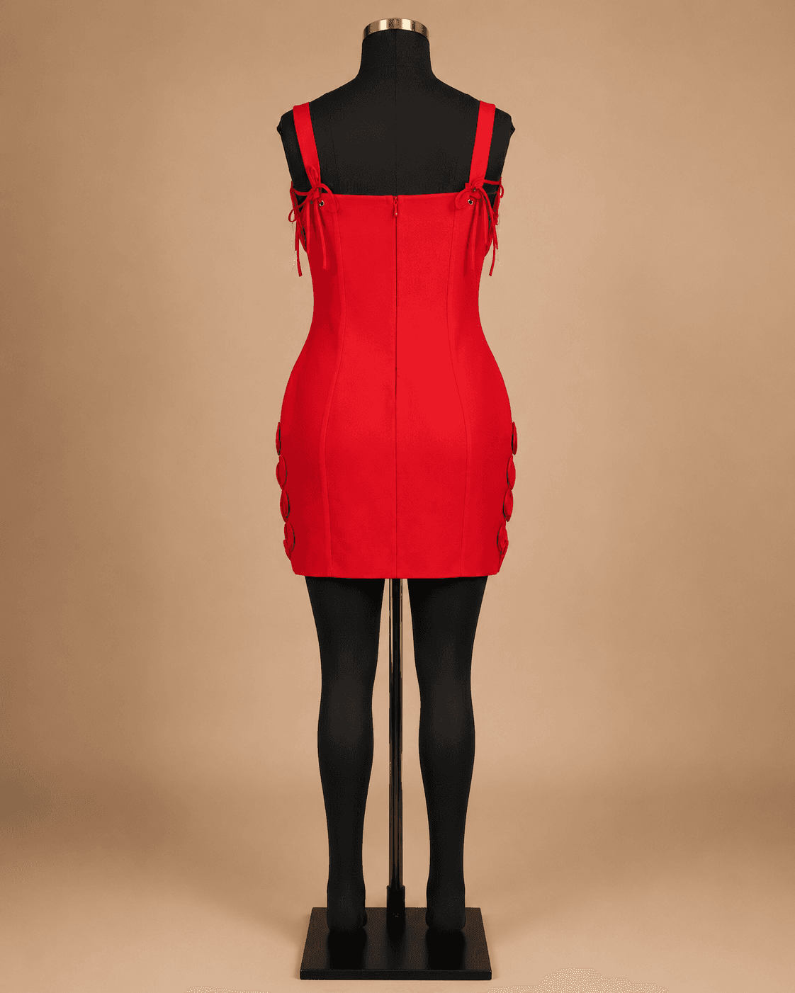 Red Rose Appliqué Mini Dress