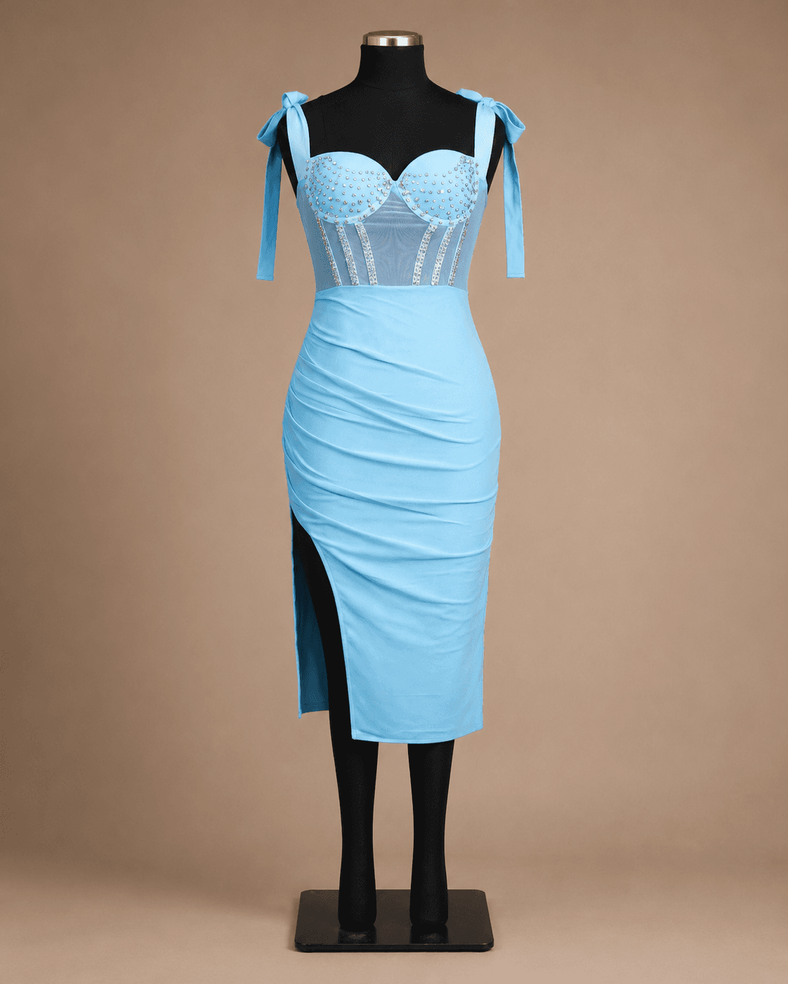 Sky Blue Corset Midi Dress