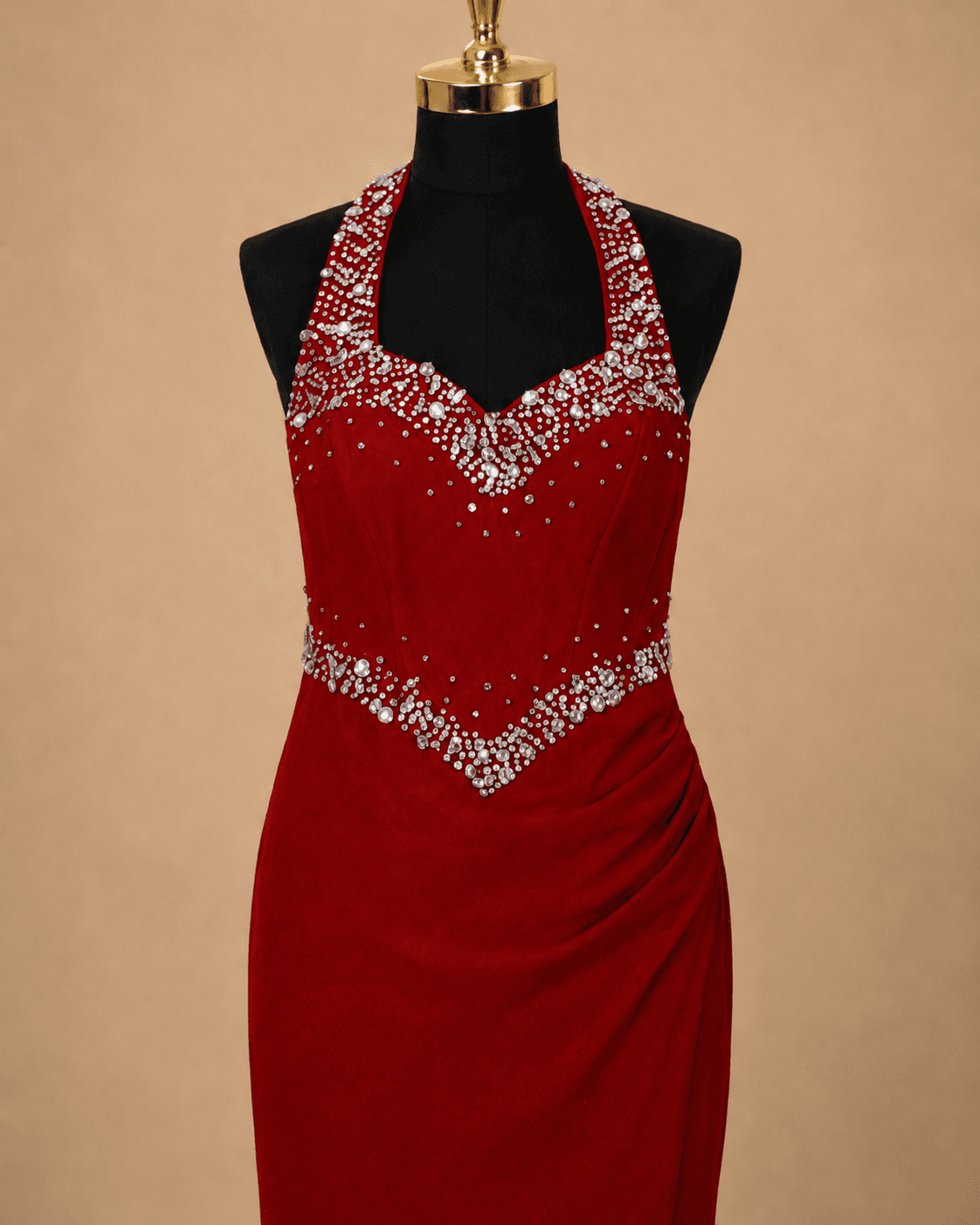 Red Crystal Evening Gown
