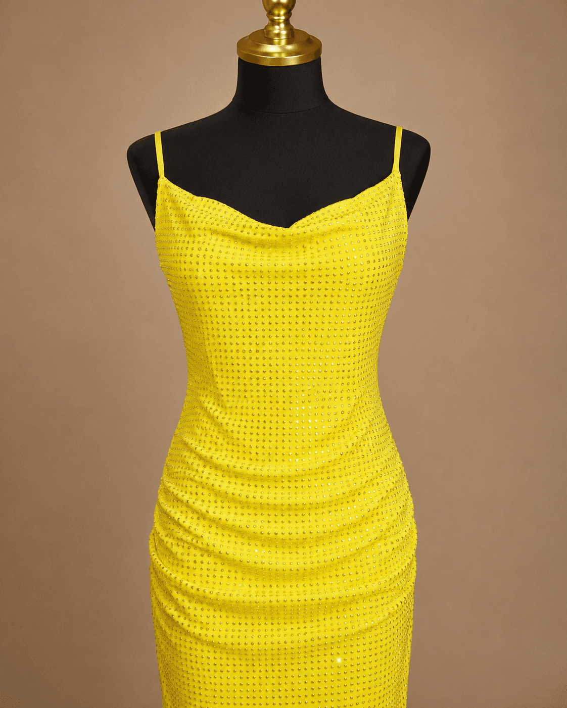 Neon Yellow Bodycon Evening Gown