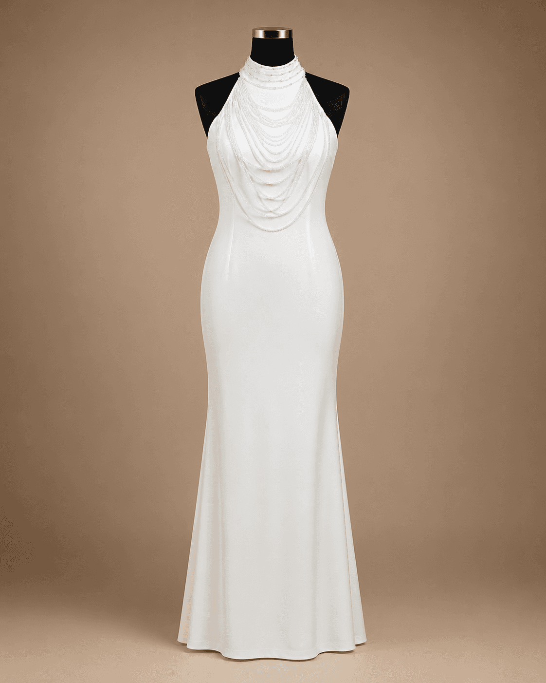 White Draped Halter Gown
