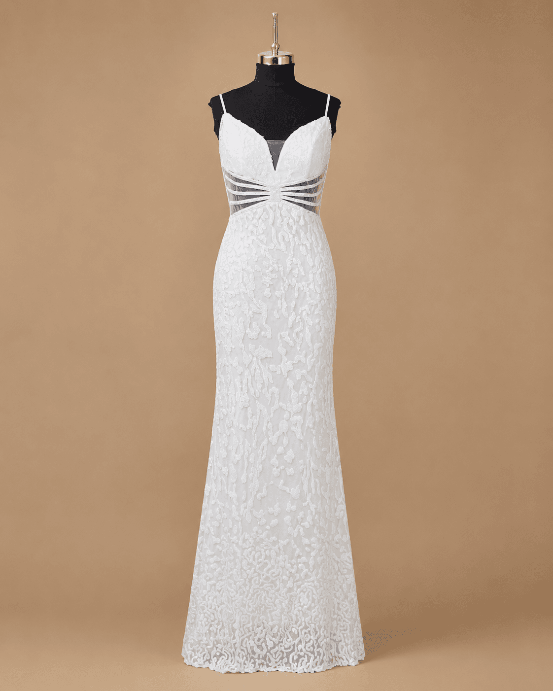 White Lace Evening Gown