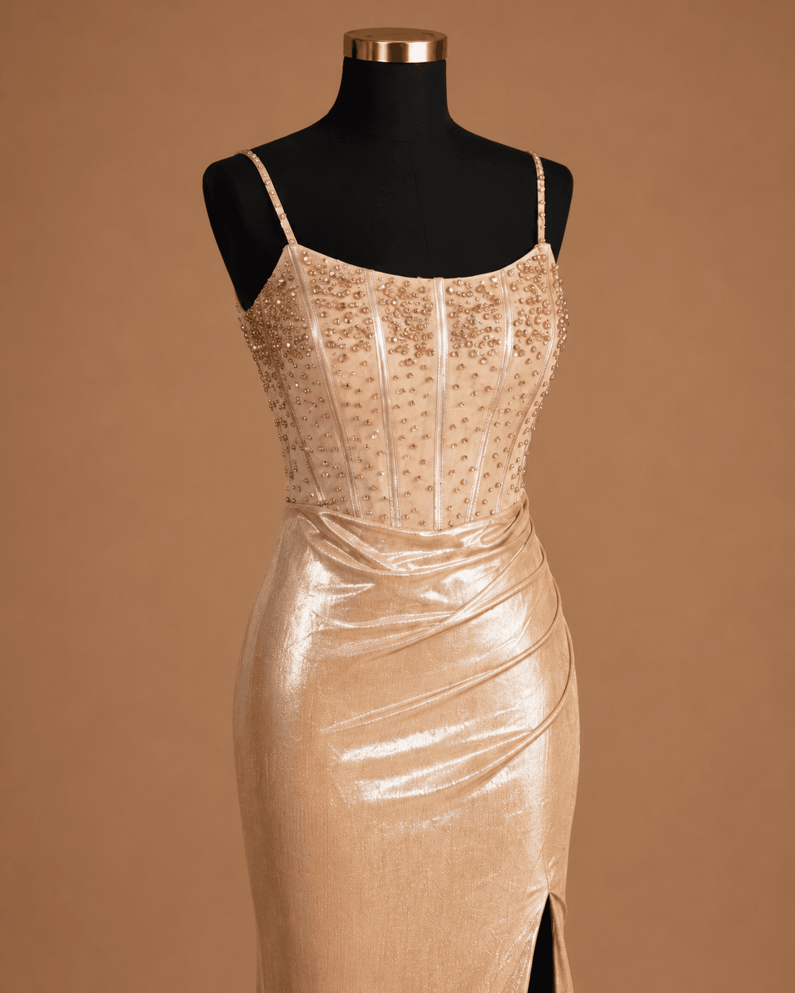 Champagne Satin Evening Gown