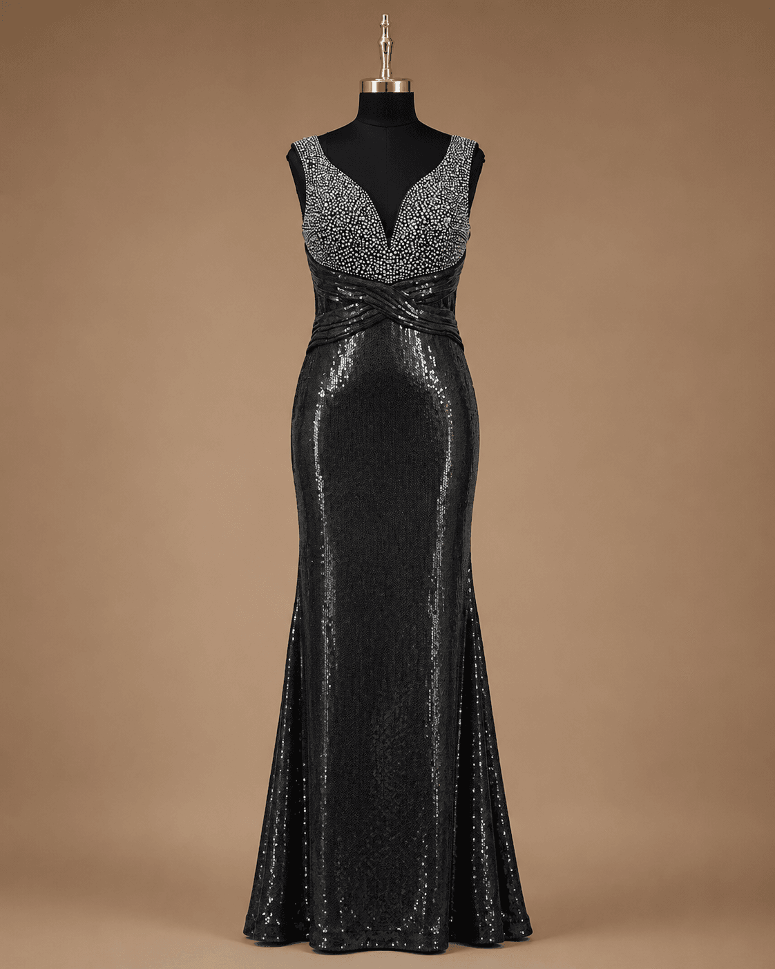 Black Metallic Evening Gown
