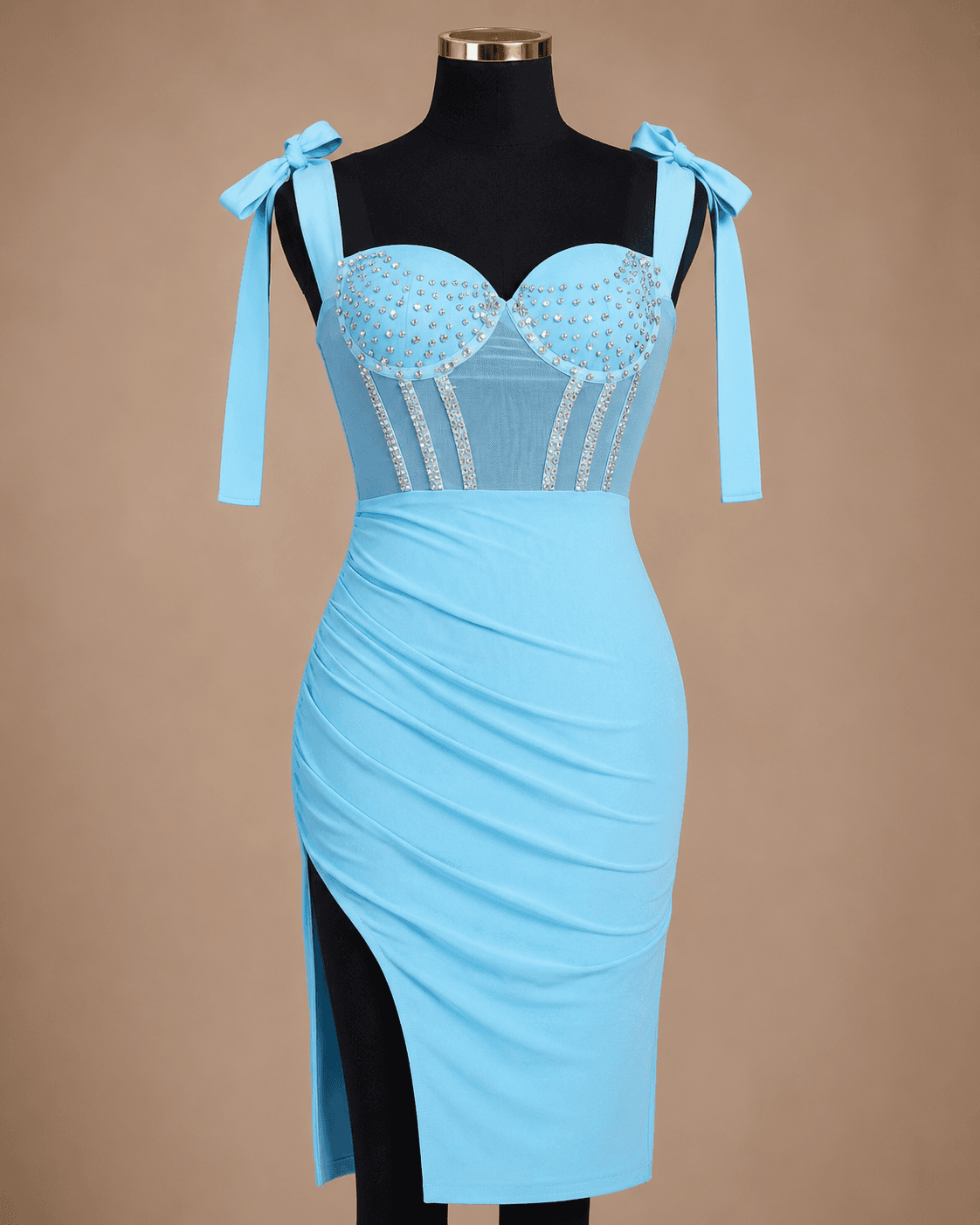 Sky Blue Corset Midi Dress