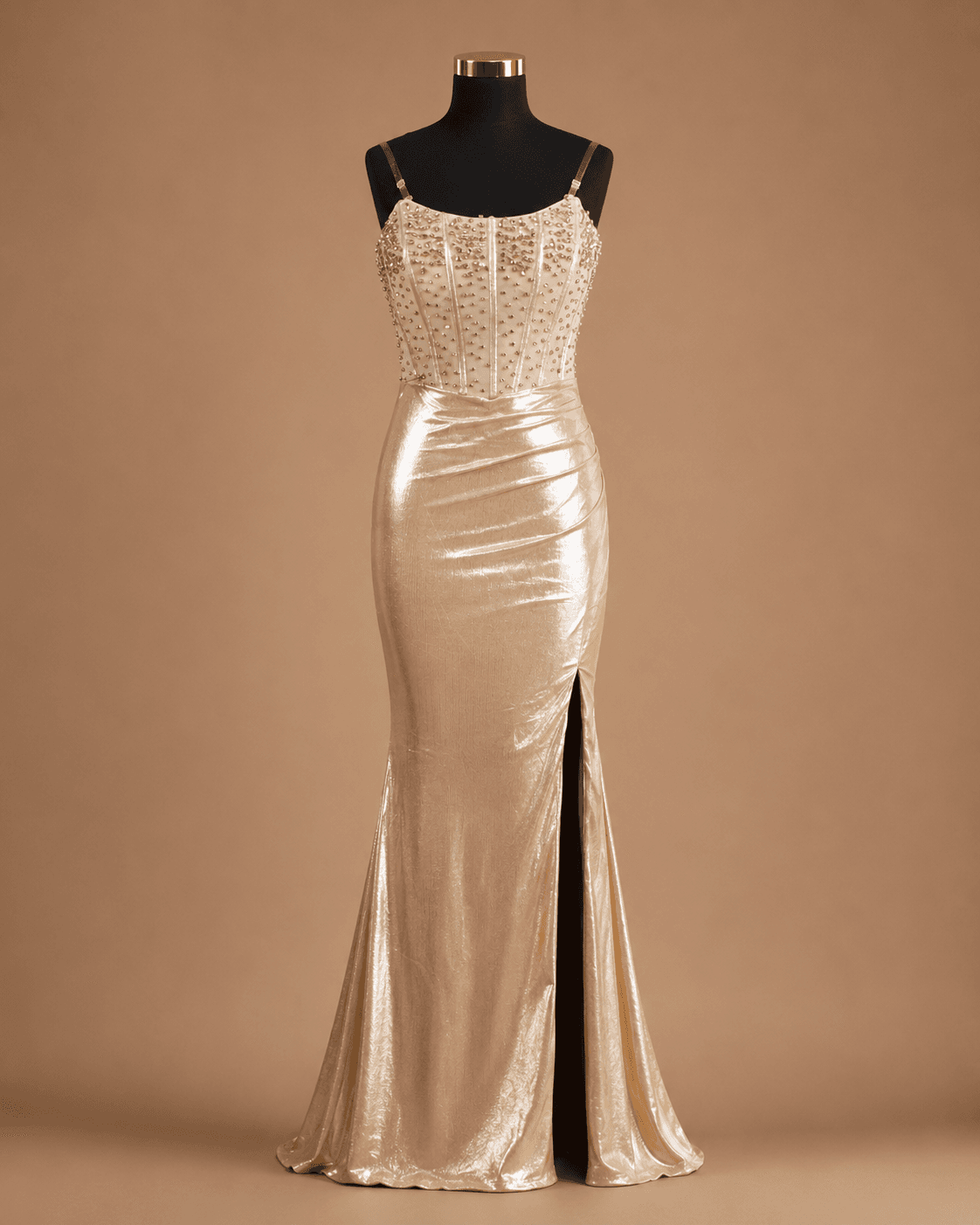 Champagne Satin Mermaid Gown