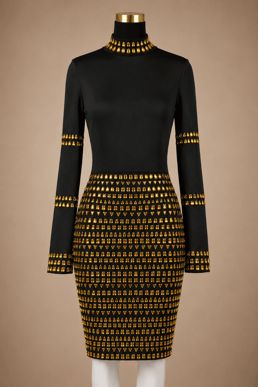 Black and Gold Midi Dress