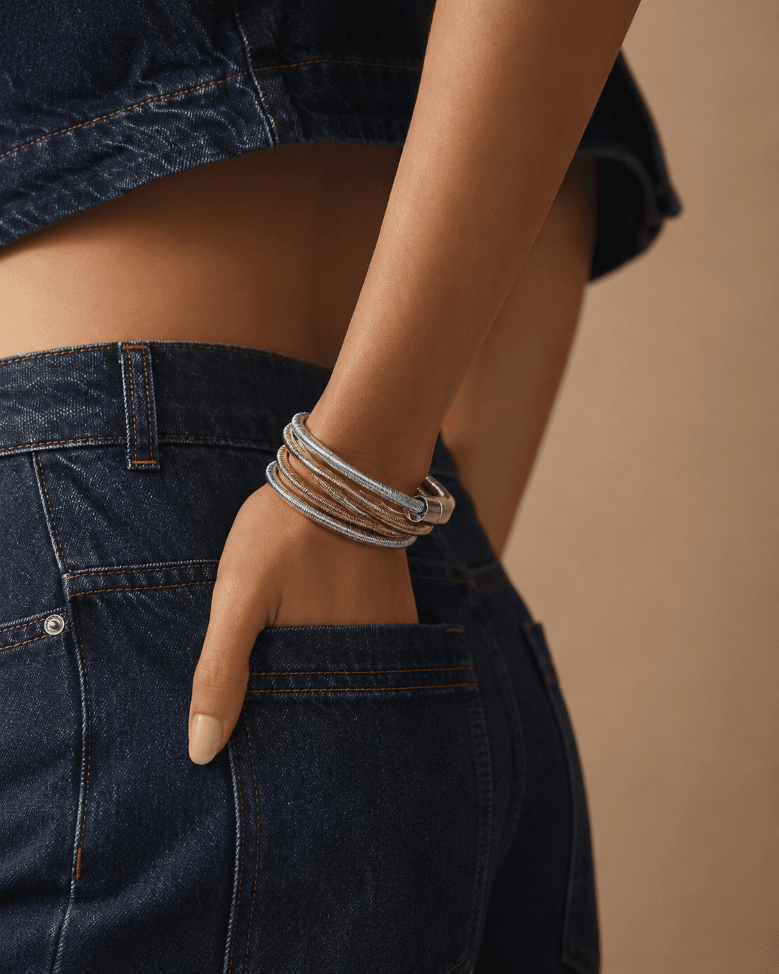 Dual-Tone Mesh Multi-Strand Bracelet