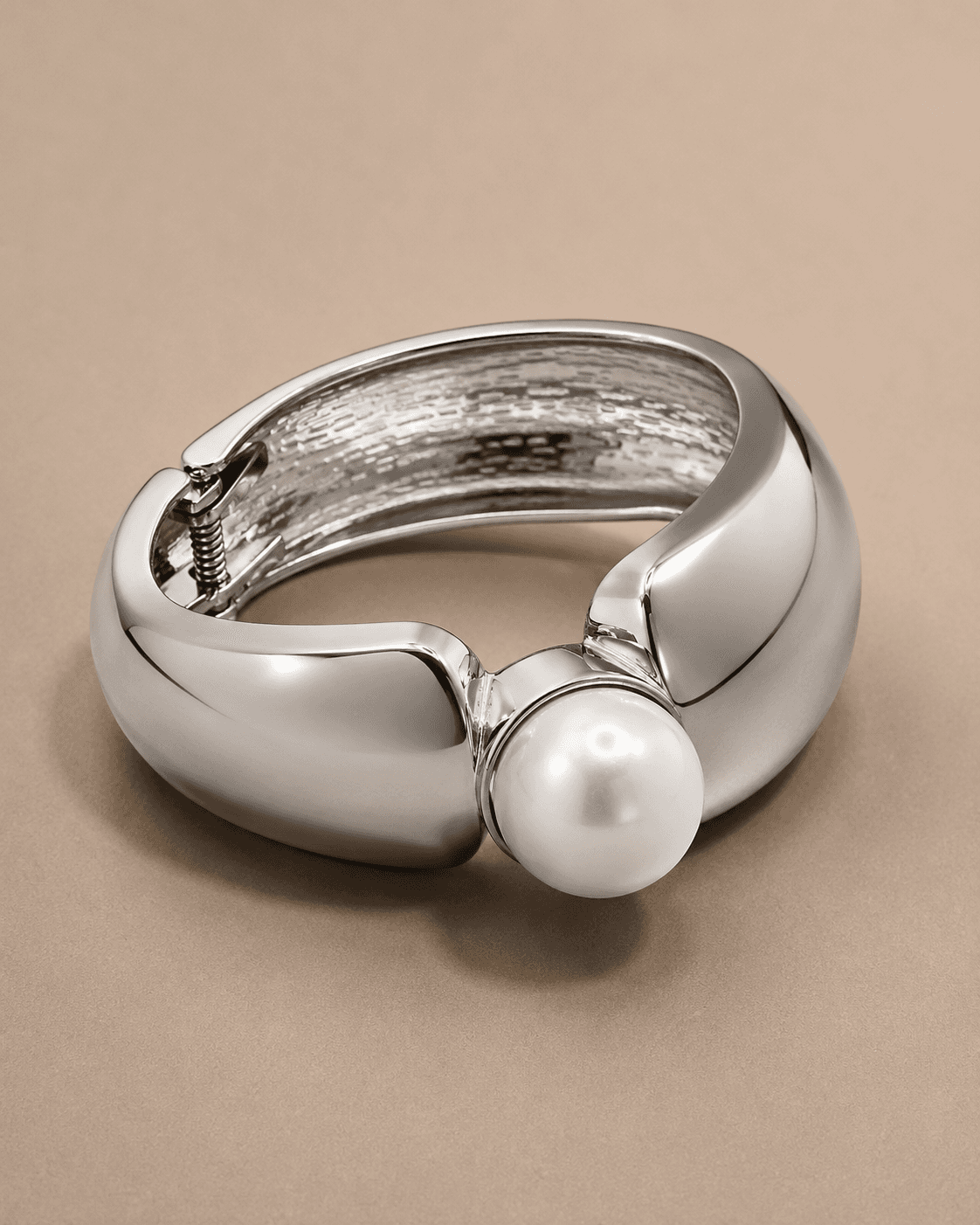 Pearl Drop Dome Silver Bracelet