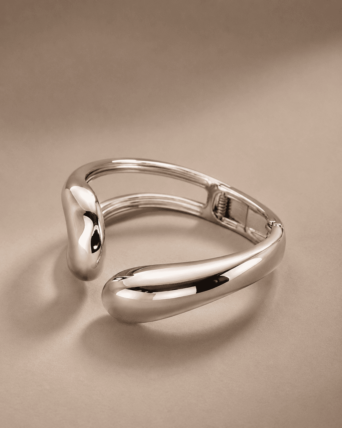 Minimal Pebble Silver Cuff Bracelet