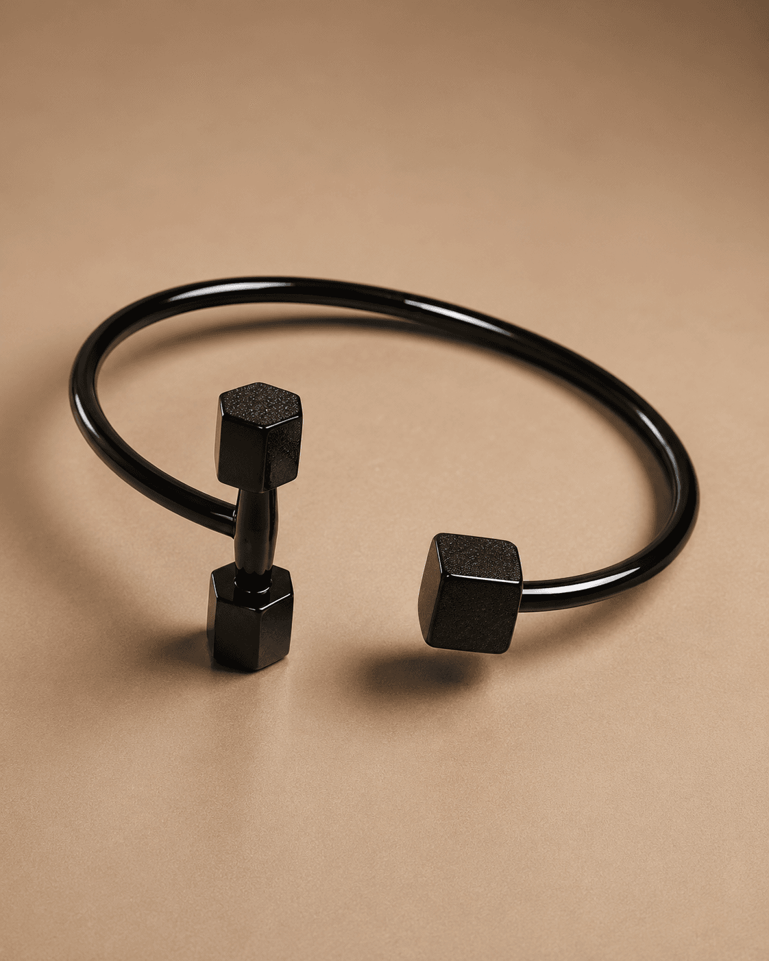 Black Geometric Barbell Cuff Bracelet