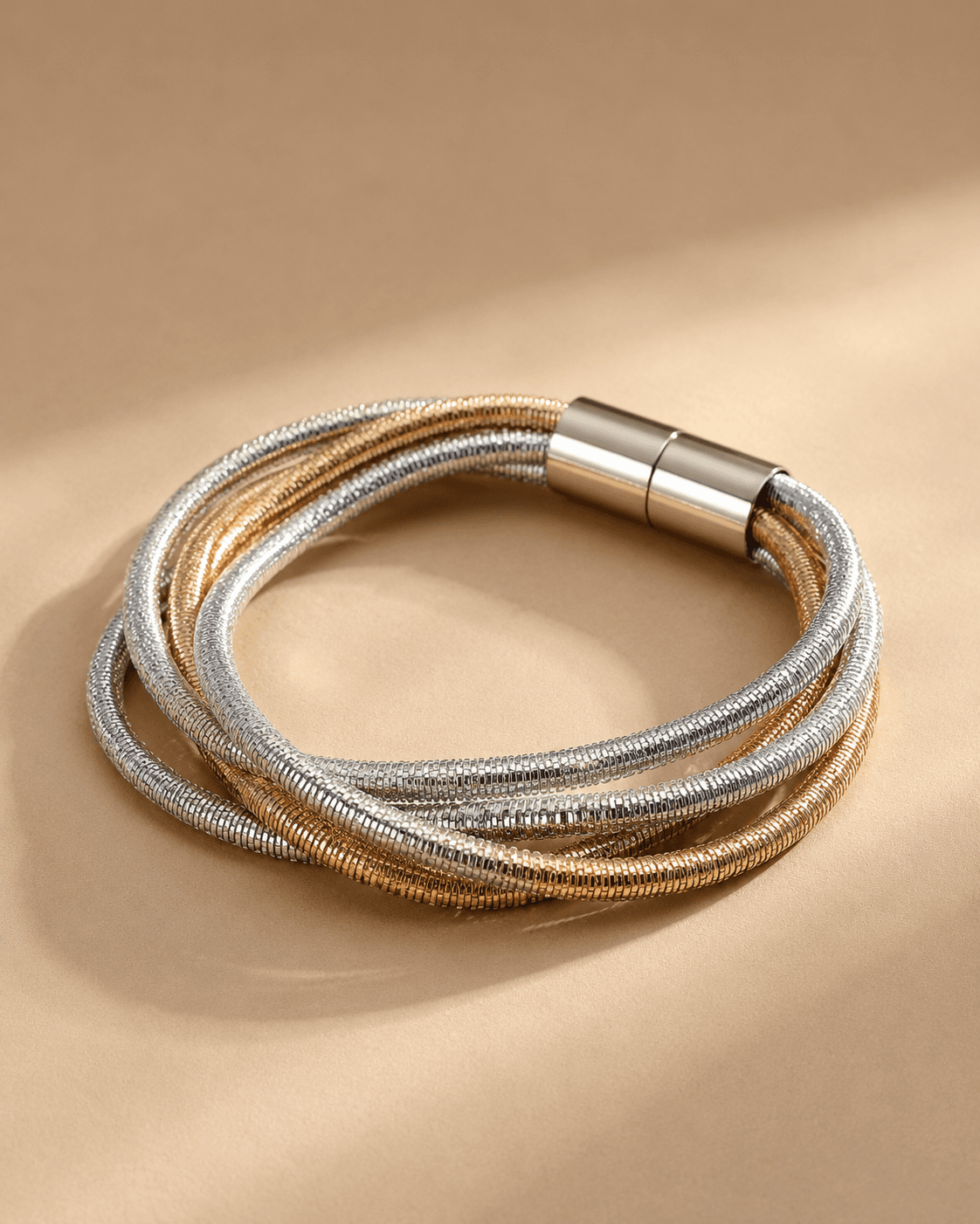 Dual-Tone Mesh Multi-Strand Bracelet