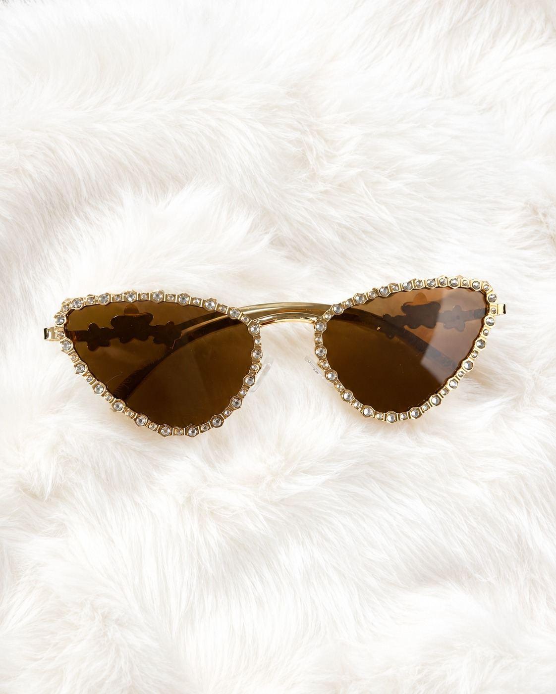 Amber Crystal Cat-Eye Sunglasses