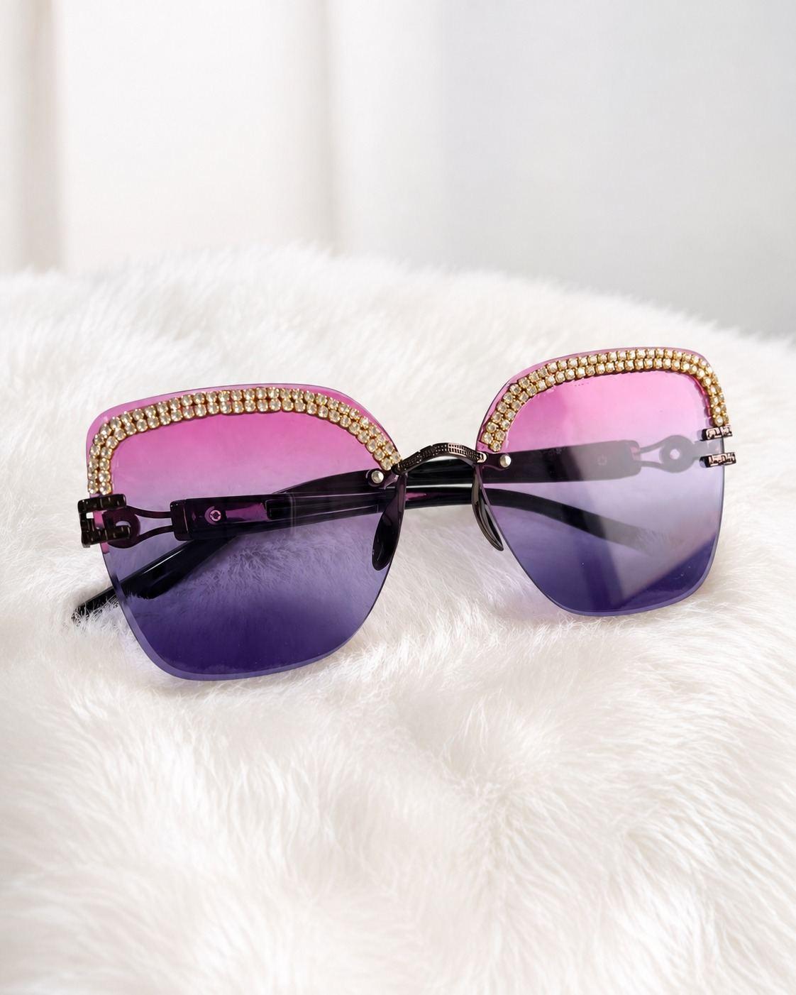 Berry Violet Gradient Square Sunglasses