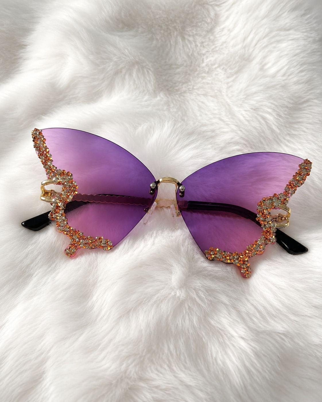 Violet Butterfly Jewel Sunglasses