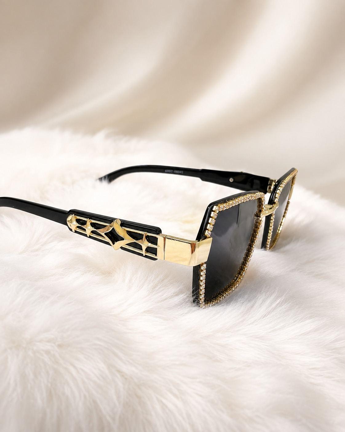 Onyx Gold Geometric Sunglasses