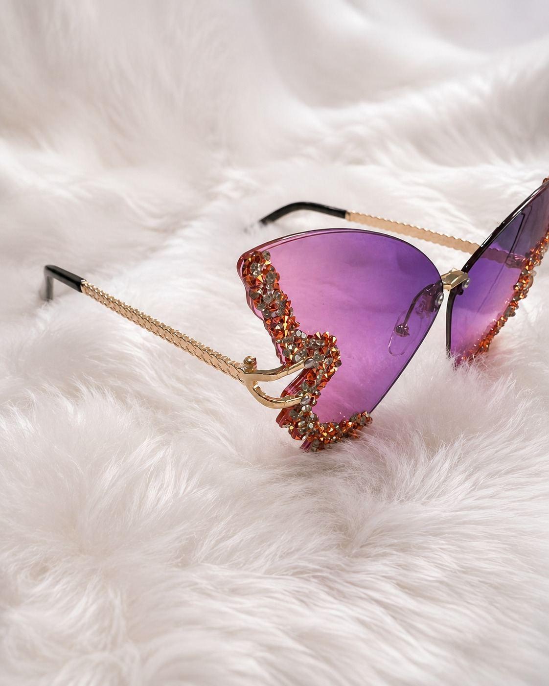 Violet Butterfly Jewel Sunglasses