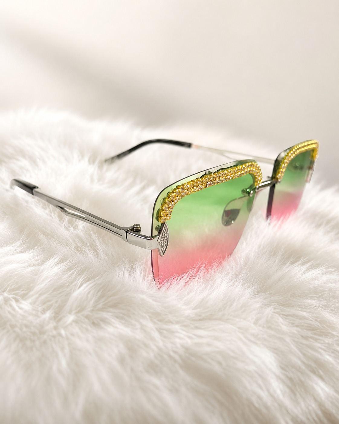 Mint Rose Gradient Square Sunglasses