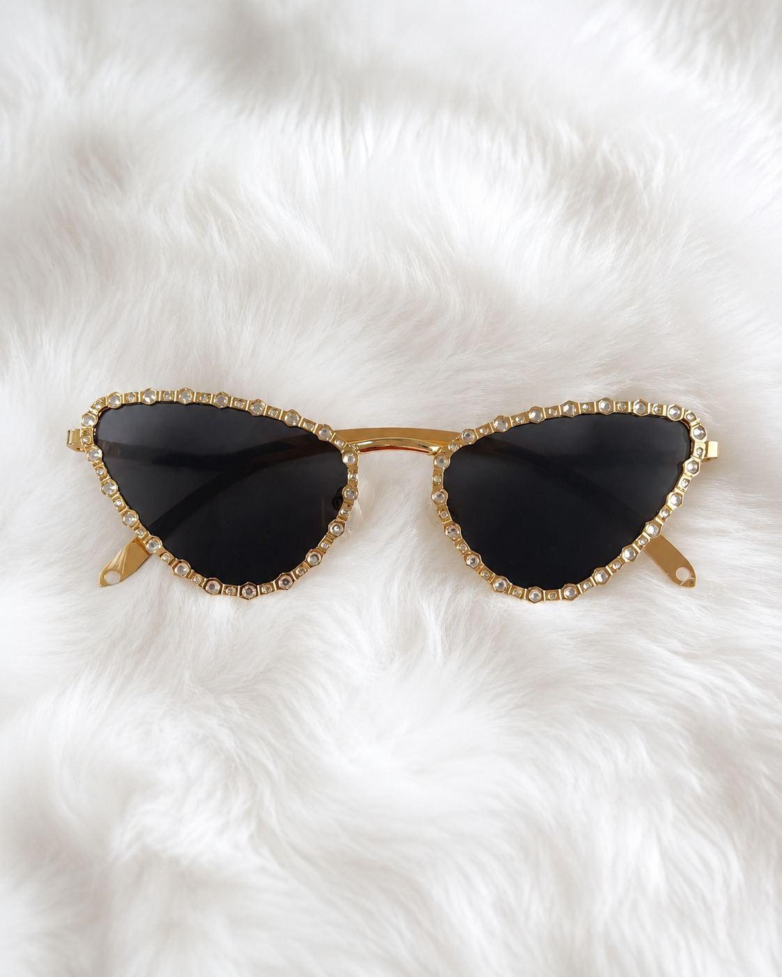 Midnight Crystal Cat-Eye Sunglasses