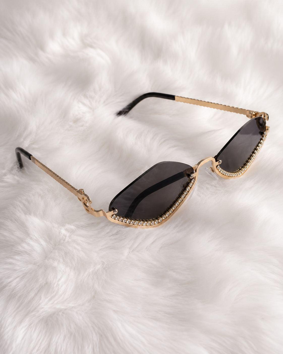 Noir Gold Micro Oval Sunglasses