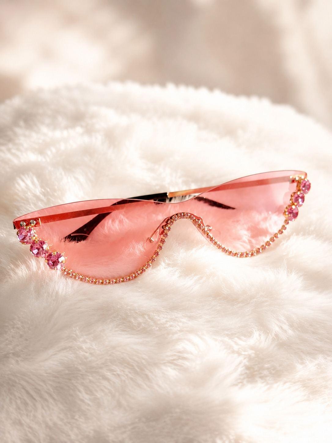 Coral Crystal Narrow Shield Sunglasses