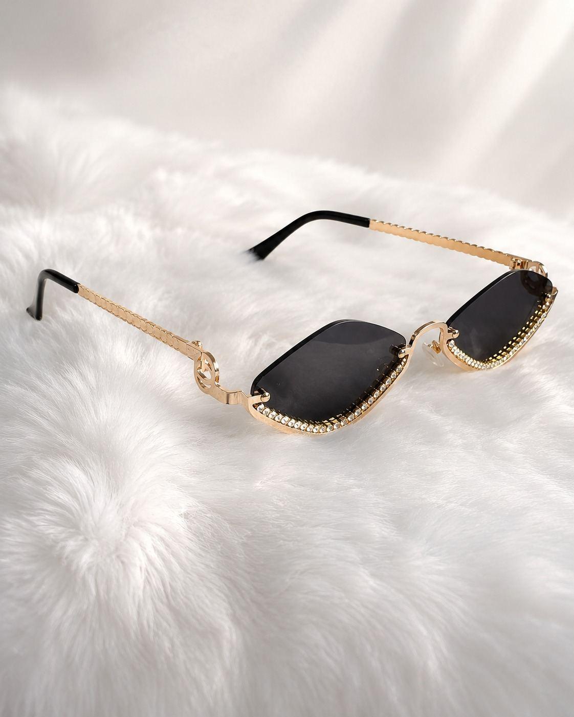 Noir Gold Micro Oval Sunglasses