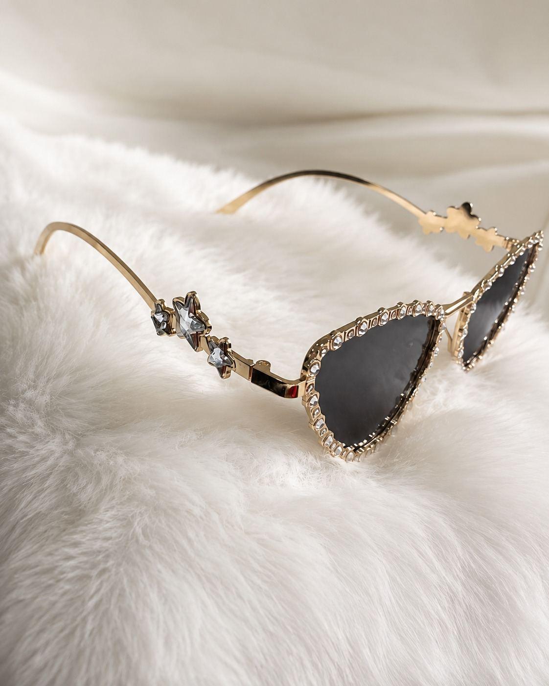 Midnight Crystal Cat-Eye Sunglasses
