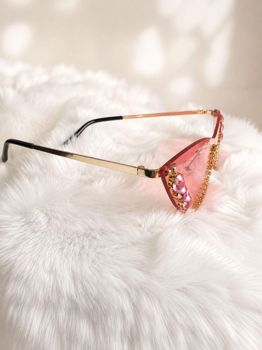 Coral Crystal Narrow Shield Sunglasses