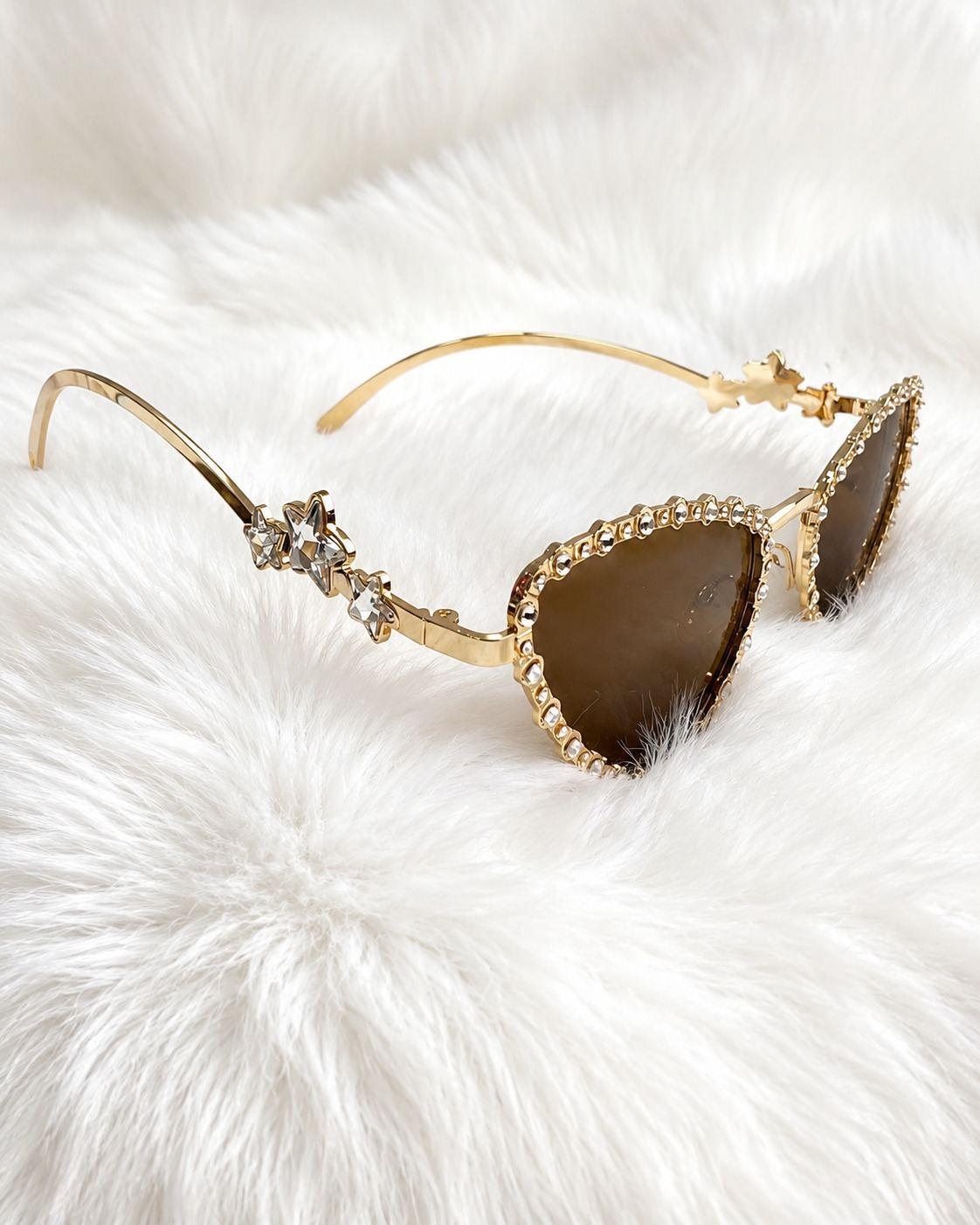 Amber Crystal Cat-Eye Sunglasses