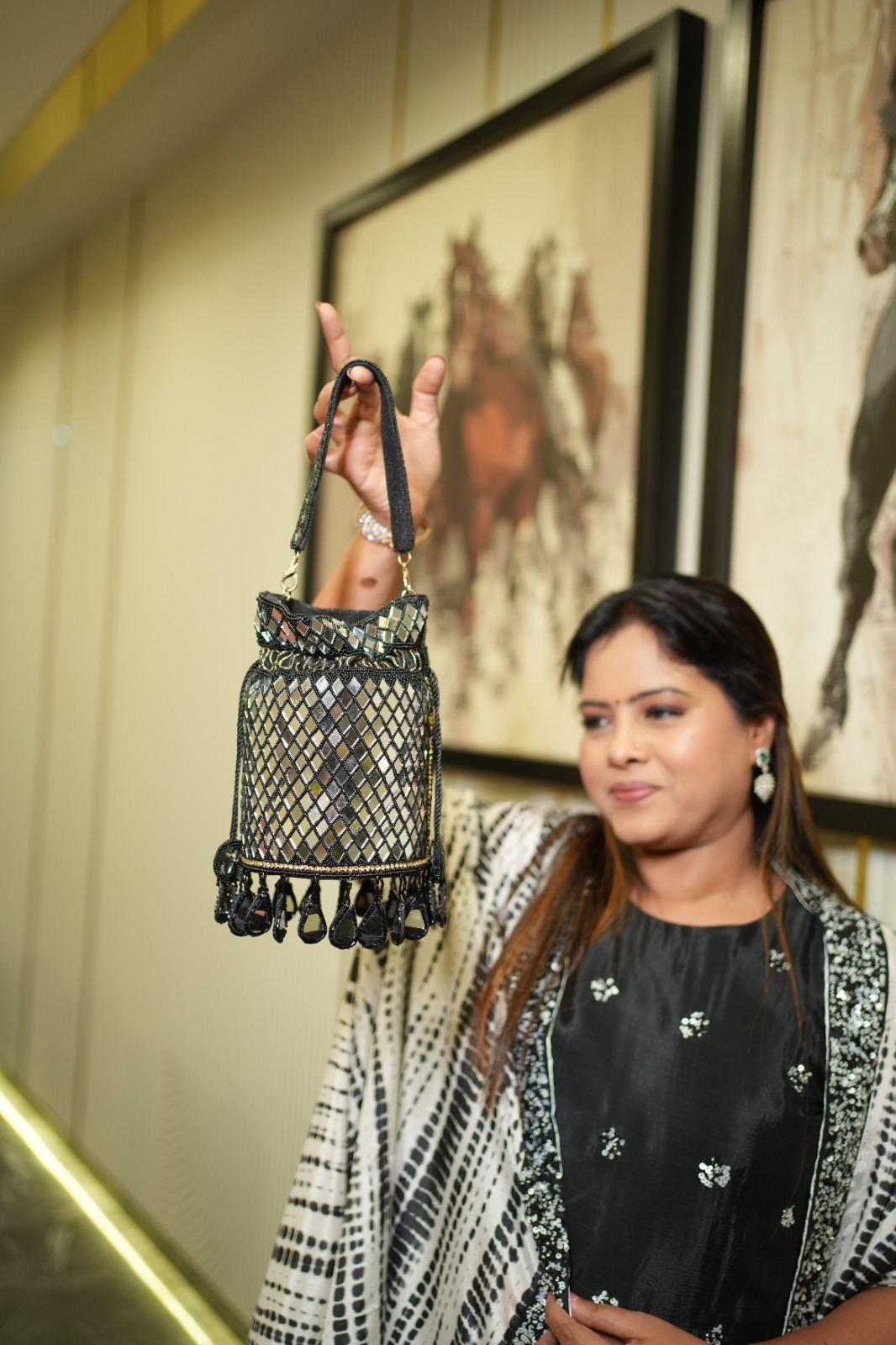 Black Mesh Potli Bag