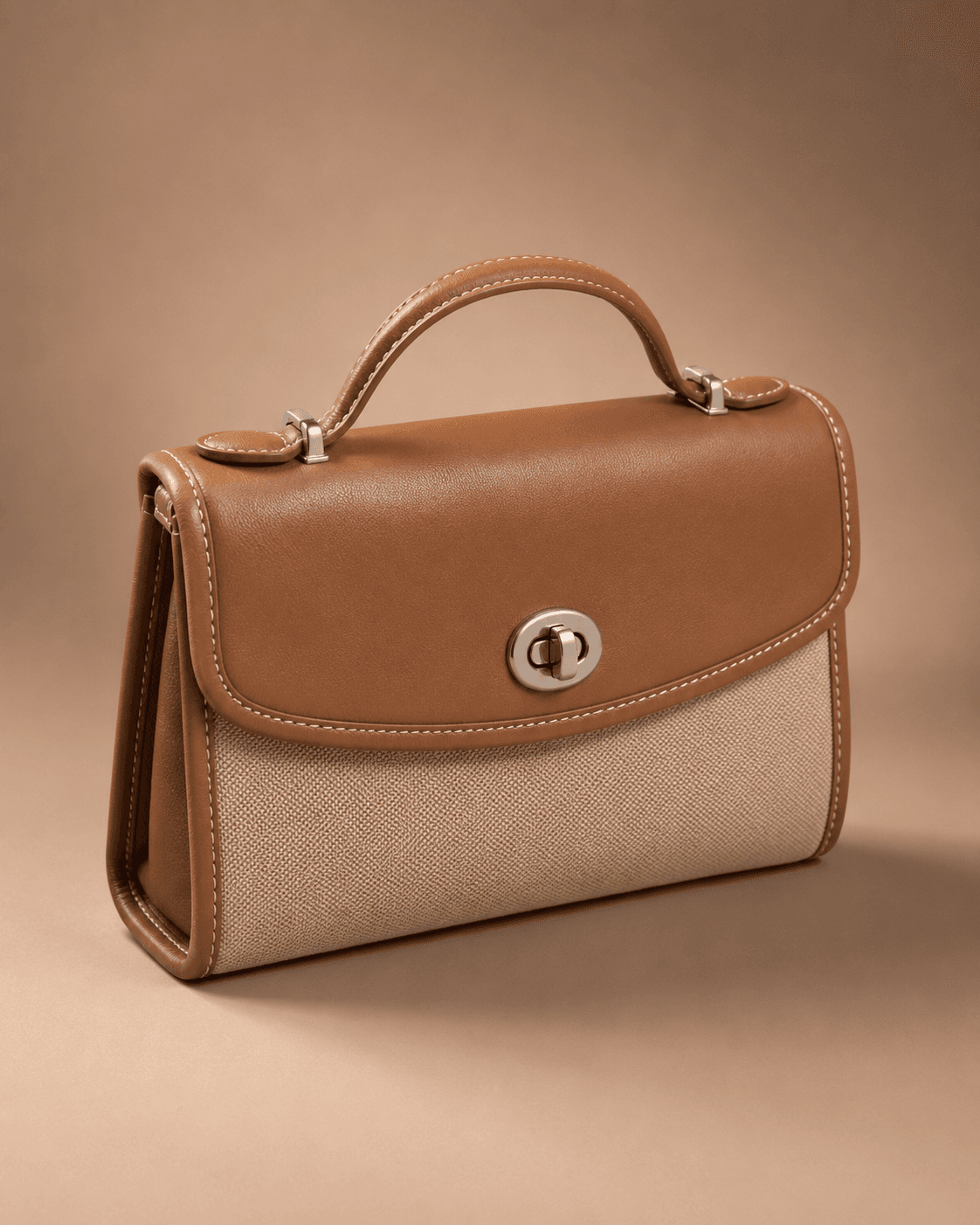 Tan Canvas Flap Satchel