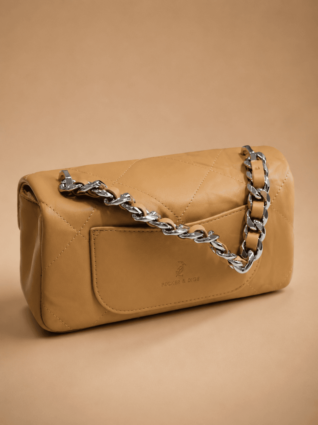 Mustard Quilted Chain Shoulder Bag