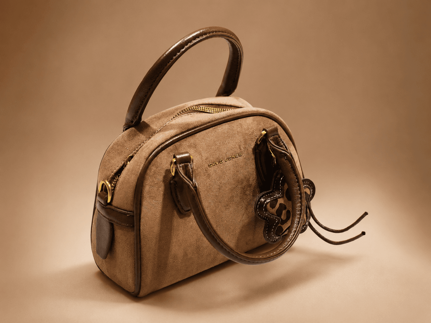 Tan Two-Tone Dome Handbag