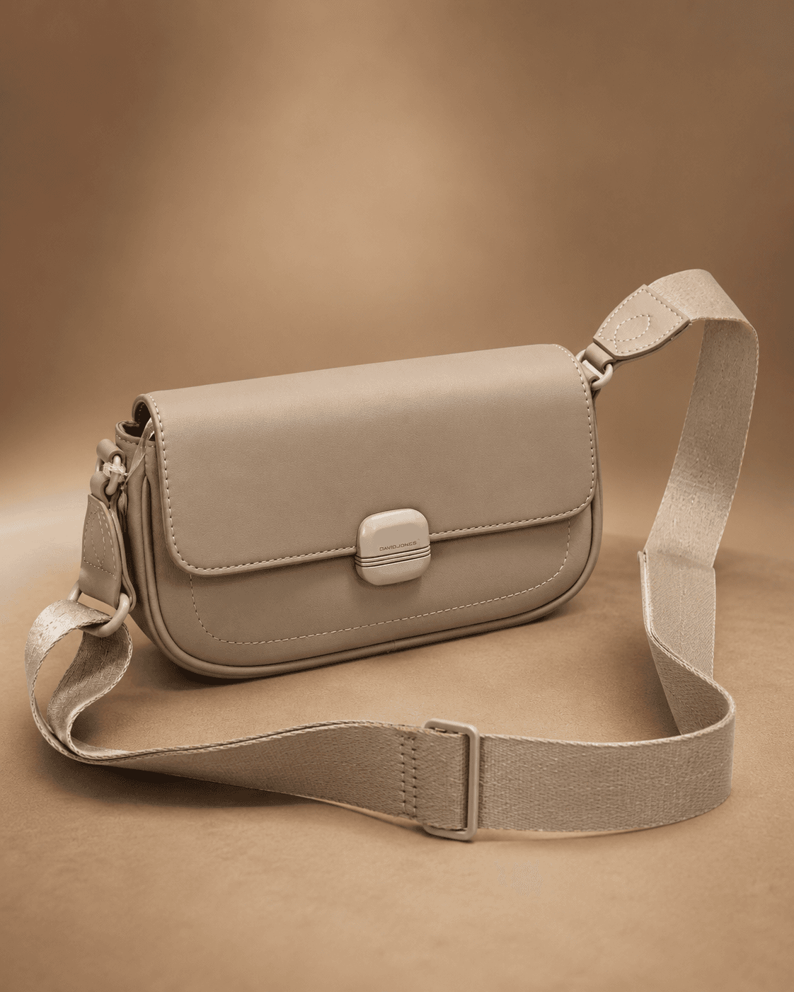 Taupe Minimal Flap Crossbody Bag