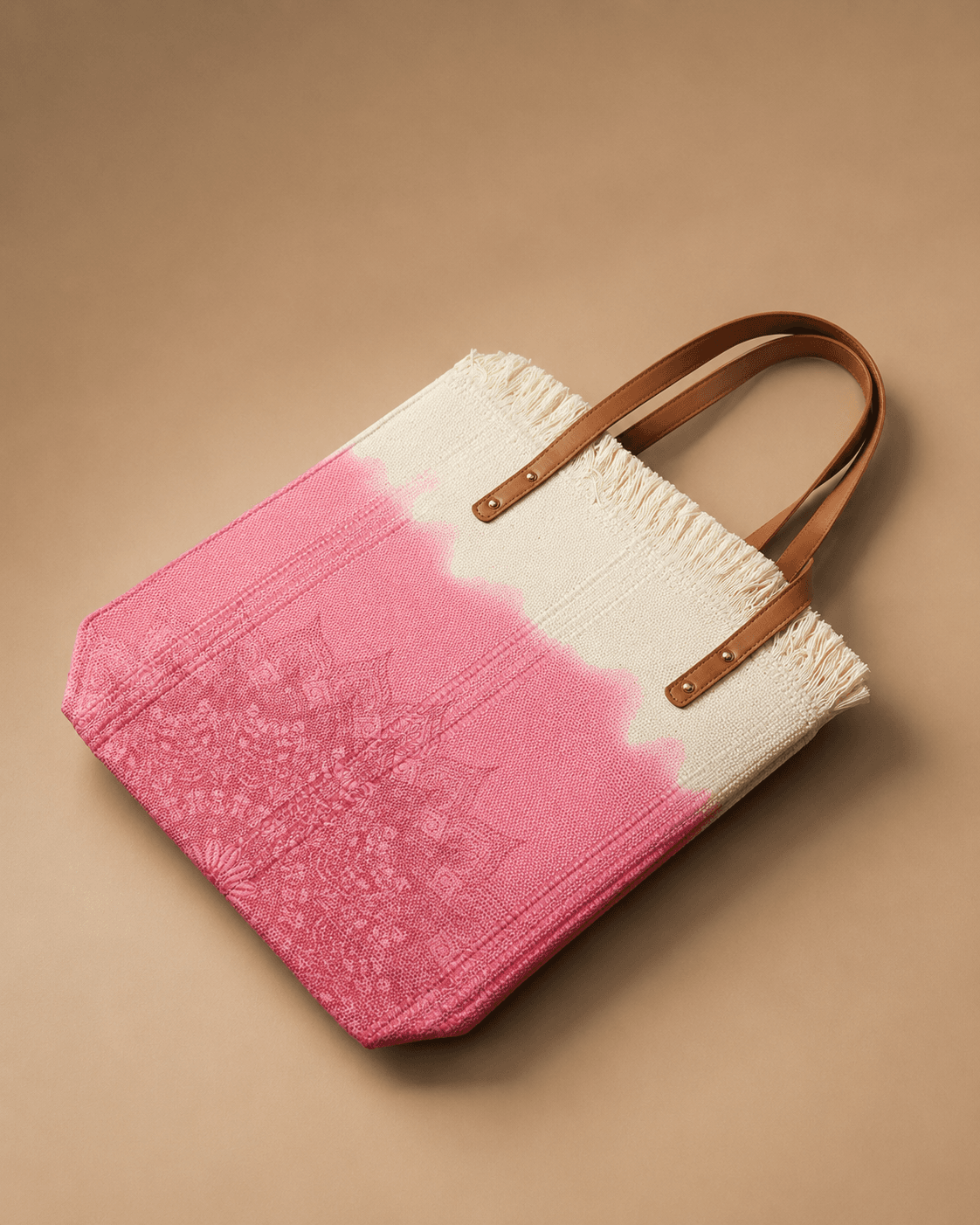 Pink Ombre Woven Tote Bag